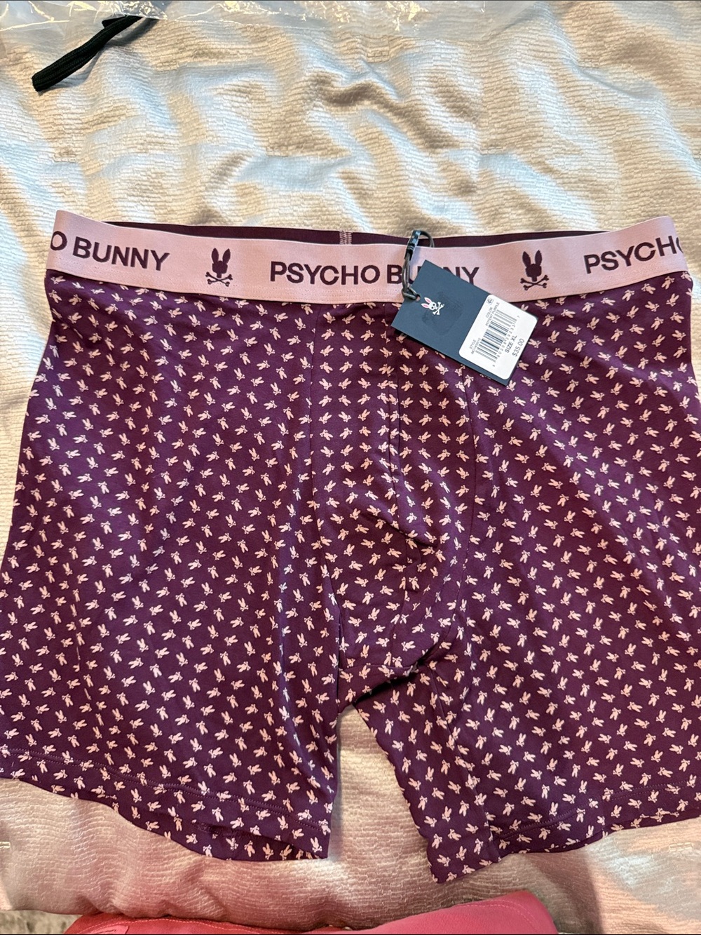 Psycho Bunny Plum Boxer Briefs with Pink Logo Waistband